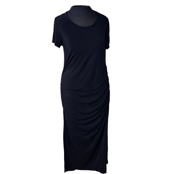 Smallshow Black Ruched Maternity Maxi Dress Short Sleeve Modal Blend M - Picture 1 of 10